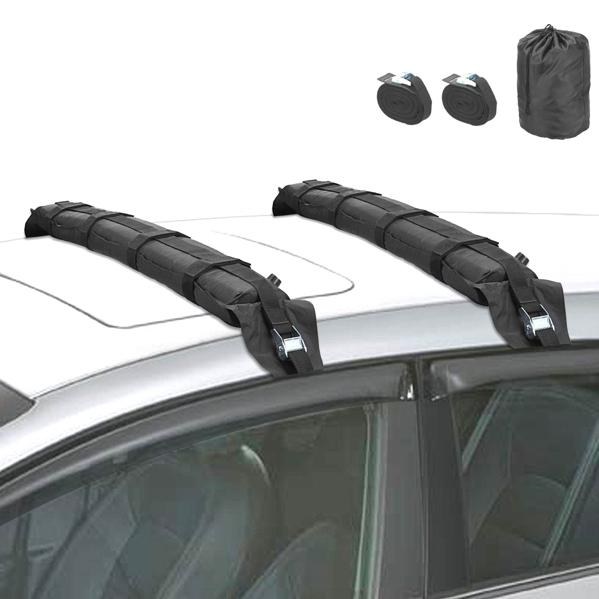 Abahub Soft Roof Rack Pads, with 2 Tie Down Straps for Surfboard